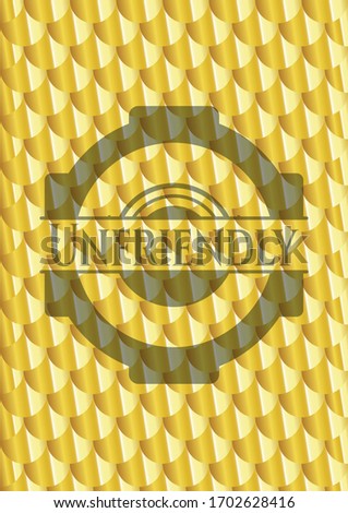 Unfriendly gold emblem. Scales pattern. Vector Illustration. Detailed. 