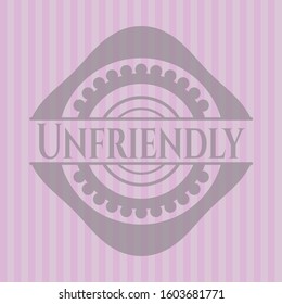 Unfriendly pink emblem. Vector Illustration. Detailed.