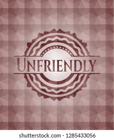 Unfriendly red emblem with geometric pattern. Seamless.