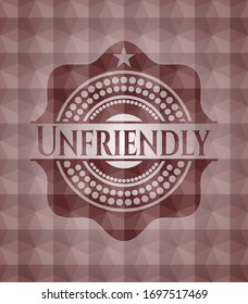 Unfriendly red seamless badge with geometric background.