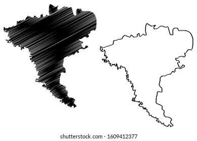 Ungheni District (Republic of Moldova, Administrative divisions of Moldova) map vector illustration, scribble sketch Ungheni map