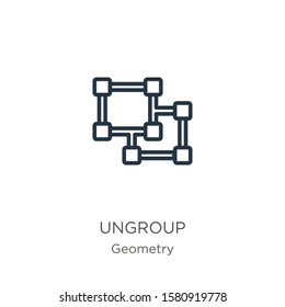 Ungroup icon. Thin linear ungroup outline icon isolated on white background from geometry collection. Line vector sign, symbol for web and mobile