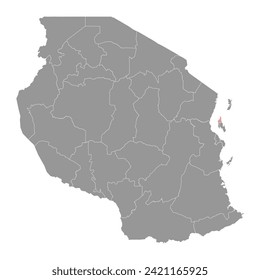 Unguja North Region map, administrative division of Tanzania. Vector illustration.