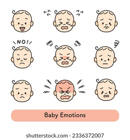 Unhappy Baby Face Icon Image Set