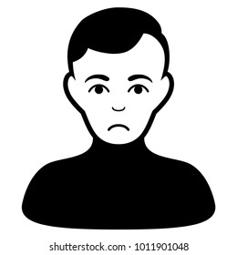 Unhappy Boy Vector Icon. Style Is Flat Graphic Black Symbol With Affliction Sentiment.