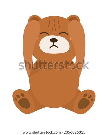 Unhappy Cartoon Bear Vector Illustration