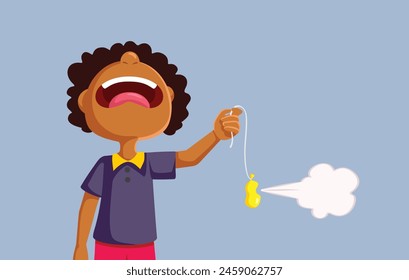 
Unhappy Child Crying Because his Balloon Broke Vector Cartoon. Little boy being started by a popping Balloon
