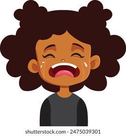 
Unhappy Child Crying Feeling Bad Vector Cartoon illustration. Daughter in distress screaming and suffering in tears 
