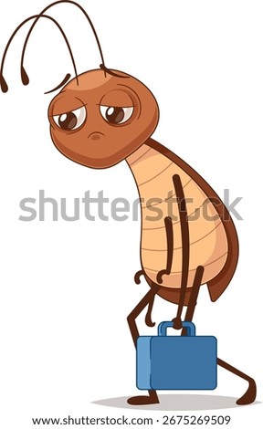 Unhappy cockroach character going work