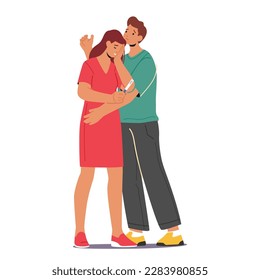 Unhappy Couple Depicted With A Woman Holding A Negative Pregnancy Test While The Man Stands Beside Her. Concept for Fertility Or Relationship-related Content. Cartoon People Vector Illustration