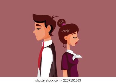 
Unhappy Couple Not Speaking to Each Other vector Cartoon Illustration. Sad man and woman suffering in silence in disappointing relationship
