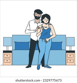 Unhappy couple spouses loss baby on last month of pregnancy. Upset sad man, woman crying feel desperate depressed have miscarriage. Fertility problem concept. Flat vector illustration. Abortion. 1921