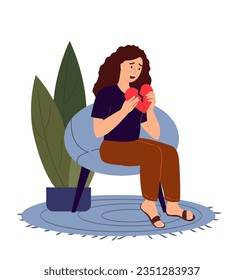 Unhappy Crying person feeling overwhelmed,frustrated because of broken heart, unrequited love.Anguish desperate woman with psychological trauma.Flat vector illustration isolated,white background