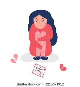 Unhappy depressed girl with broken heart. Unlocky love