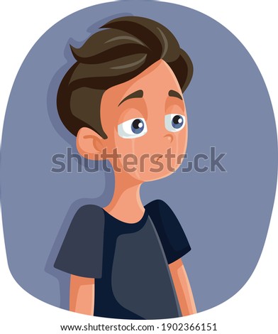 Unhappy Depressed Teenager Boy Crying. Desperate teenager expressing grief and depression 
