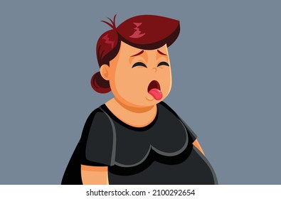 

Unhappy Disgusted Mature Woman Feeling Sick Vector Illustration. Adult Person Feeling Bad Having Health Problems From Eating Unhealthily
