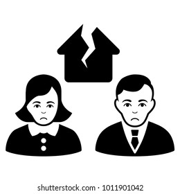Unhappy Divorce People vector icon. Style is flat graphic black symbol with unhappy sentiment.
