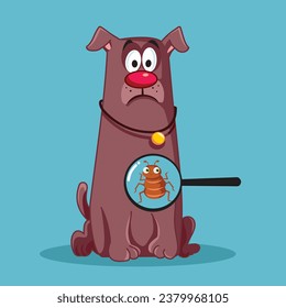 
Unhappy Dog Having a Flea Problem Vector Cartoon Character. Illustration of a domestic animal suffering parasitic infestation 
