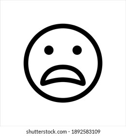 Unhappy emotion icon on white background