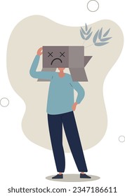 Unhappy employee or unsatisfied customer, depressed from overworked or business failure, anxiety or stressed from work.flat vector illustration.