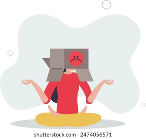 Unhappy employee or unsatisfied customer, depressed from overworked or business failure, anxiety or stressed from work.flat illustration.
