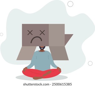 Unhappy employee or unsatisfied customer, depressed from overworked or business failure, anxiety or stressed from work.flat design with people.