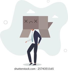 Unhappy employee or unsatisfied customer, depressed from overworked or business failure, anxiety or stressed from work.flat characters.