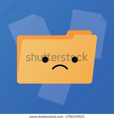 Unhappy Folder Cartoon Character on Blue Background