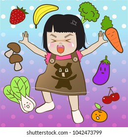 unhappy girl crying with her nutrition meal