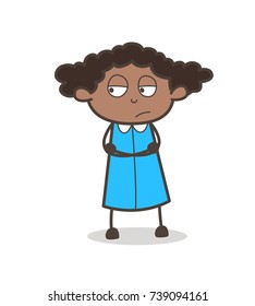 Unhappy Girl Face Expression Vector