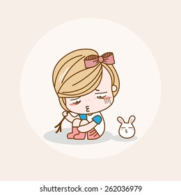 Unhappy Girl / Lady / Woman Isolated Vector / Image / Illustration / Drawing / Cartoon / Animation