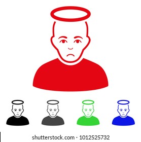 Unhappy Holy Man vector icon. Vector illustration style is a flat iconic holy man symbol with grey, black, blue, red, green color versions. Face has affliction emotions.