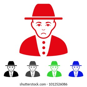 Unhappy Jew vector icon. Vector illustration style is a flat iconic jew symbol with gray, black, blue, red, green color versions. Face has pitiful feeling.