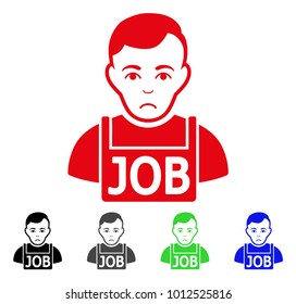 Unhappy Jobless vector icon. Vector illustration style is a flat iconic jobless symbol with grey, black, blue, red, green color versions. Face has affliction emotions.