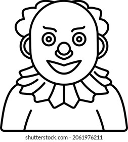 unhappy Joker Avatar Vector Line Icon Design, Halloween costume Symbol, Holiday Celebrations Sign, Saints Eve festivals Stock illustration, Angry Clown Costume Concept, 