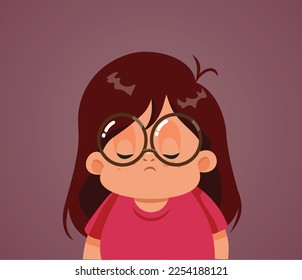 
Unhappy Little Girl Suffering from Obesity Vector Character. Depressed child struggling with self-confidence and insecurities at a young age
