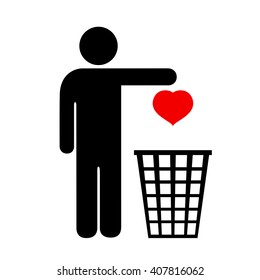 Unhappy love icon isolated on white background