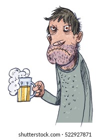 Unhappy Man Drinking Beer