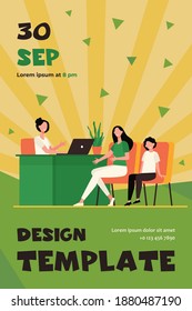 Unhappy mom talking with angry principal director about son isolated flat vector illustration. Cartoon parent sitting in principal room. Education, school and family control concept
