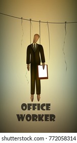  unhappy office worker concept, worker manipulation concept, vector