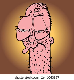 unhappy old man with puffy eyes and wrinkled skin