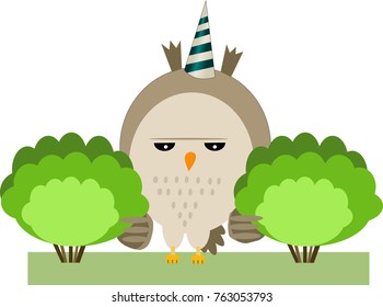 unhappy owl and shrub