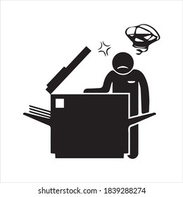 Unhappy with photocopy machine icon, vector and glyph