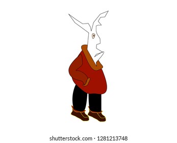 Unhappy rabbit  Evil cartoon bunny  Vector illustration    Vector