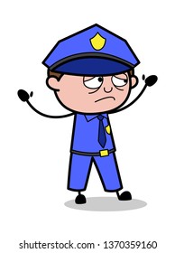 Unhappy - Retro Cop Policeman Vector Illustration