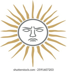 Unhappy sad emoji sun element.