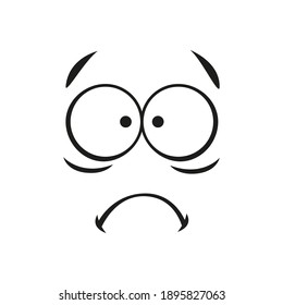 Unhappy sad emoticon face isolated line art expression. Vector disappointed upset sad smiley emoji