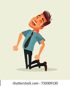 Unhappy sad office worker businessman character crying. Vector flat cartoon illustration