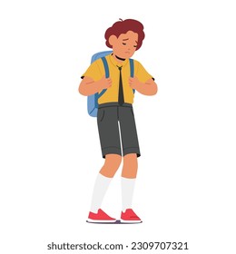 Unhappy School Boy Character, Disheartened Child Displaying Signs Of Sadness And Discontent, Possibly Due To Academic Or Social Challenges Faced In The School Environment. Cartoon Vector Illustration