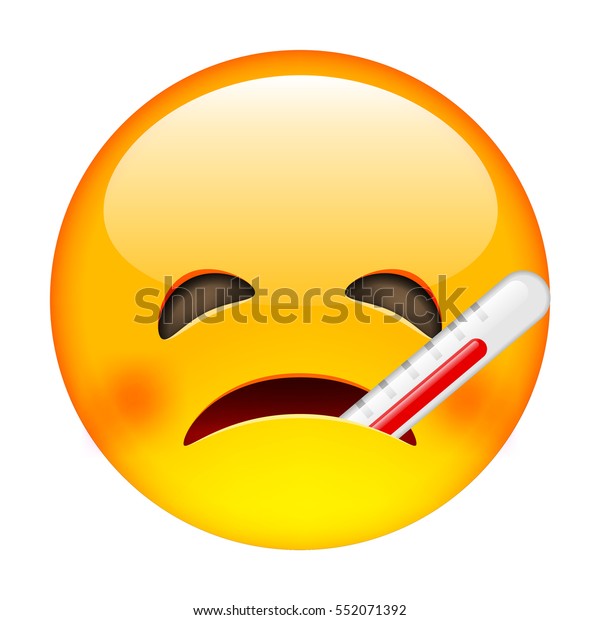 Unhappy Sick Smile Emoticon Thermometer Smile Stock Vector (Royalty ...